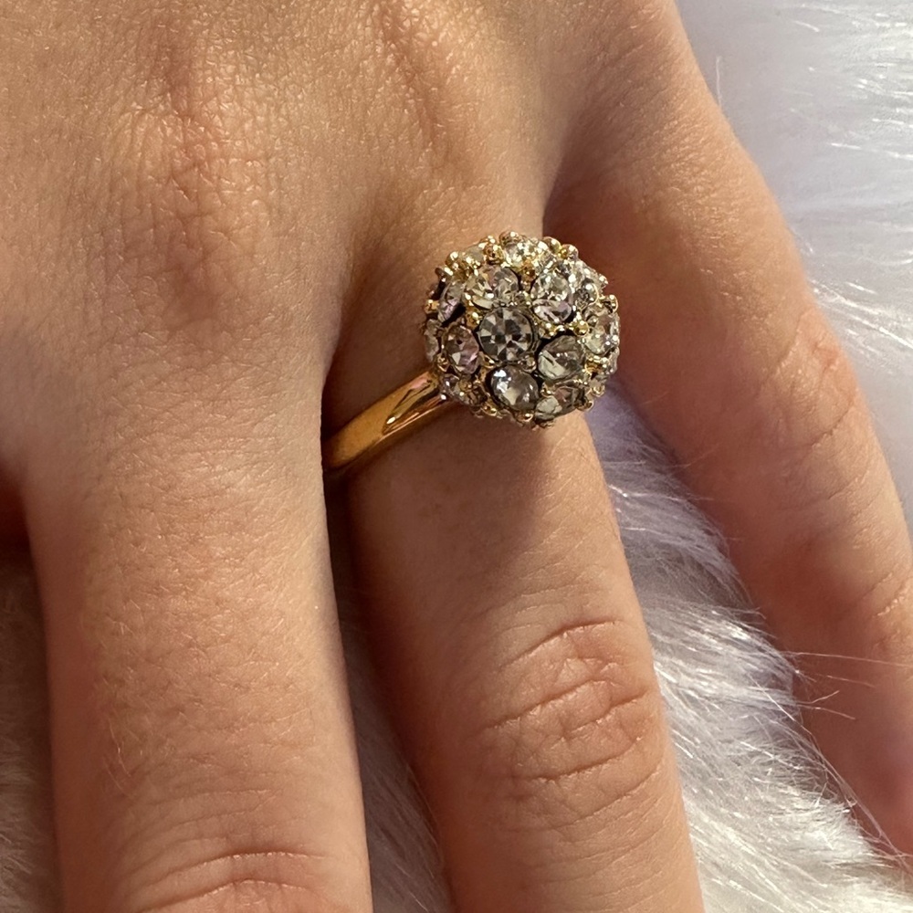 Elegant 925 Gold and Silver Crystals Ring
